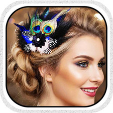Peacock Hair Clip Fascinator Black Flower 1920s Flapper Headpiece for Women