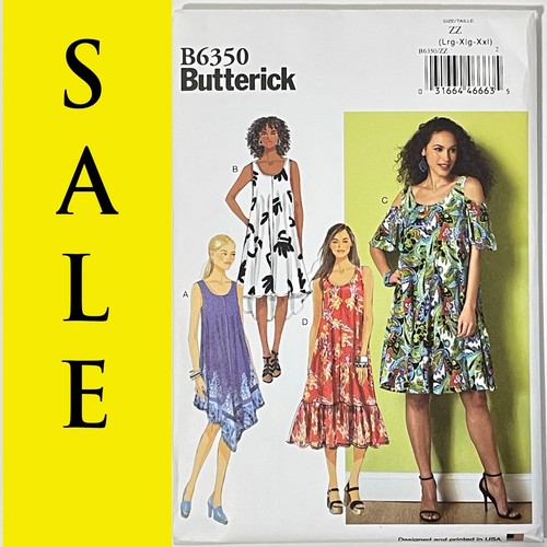 Pattern - Butterick #B6350 - Easy Tent Dress Sewing Cold Shoulder (Sizes L-XXL)