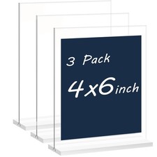 newnewshow 4x6 Inch Clear Acrylic Sign Holder, Display 3 Pack, clear