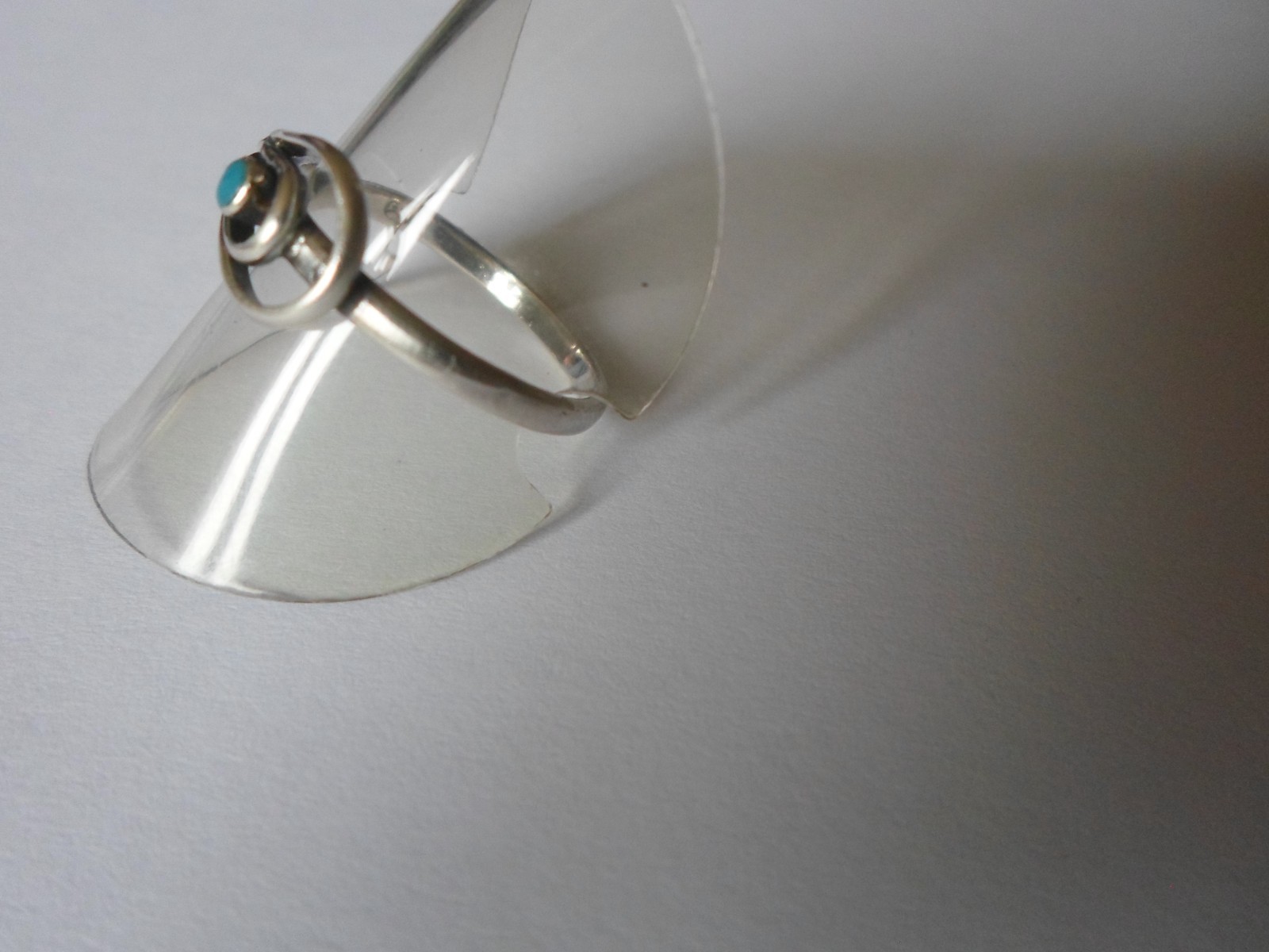 solid silver ring, openwork, turquoise cabochon, … - image 8