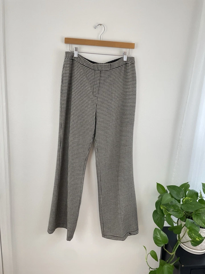 Pantalones De Colección Oscar De La Renta 12P Negro Pata de Gallo Lana Cachemira Para Mujer’s 12P Defecto Foto 2 de 4