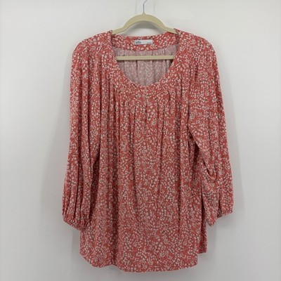 Croft & Barrow Women's Multicolor Floral Print Long Sleeve Tunic Top Size L