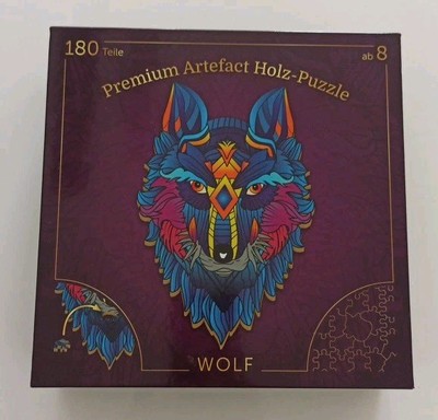 WOLF - Premium Artefakt Holz Puzzle, 180 Teile, ab 8 Jahre