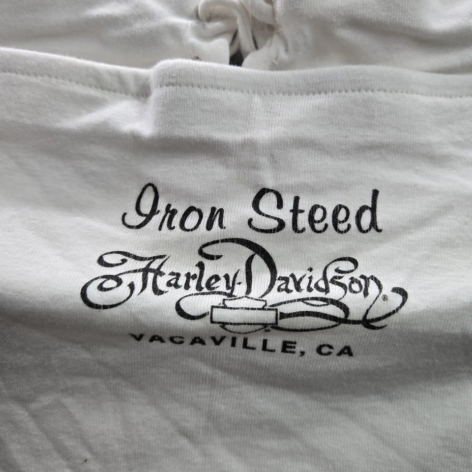VINTAGE Harley-Davidson Women Tube Top LARGE White Graphic Print Harley Logo Y2K - Image 4 of 4