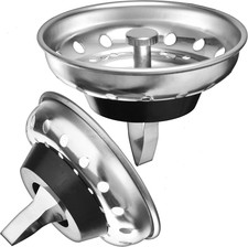 2 Pack - Kitchen Sink Strainer and Stopper Combo Basket Spring Clip Replacement