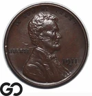 1911-S Lincoln Cent Wheat Penny Choice AU++