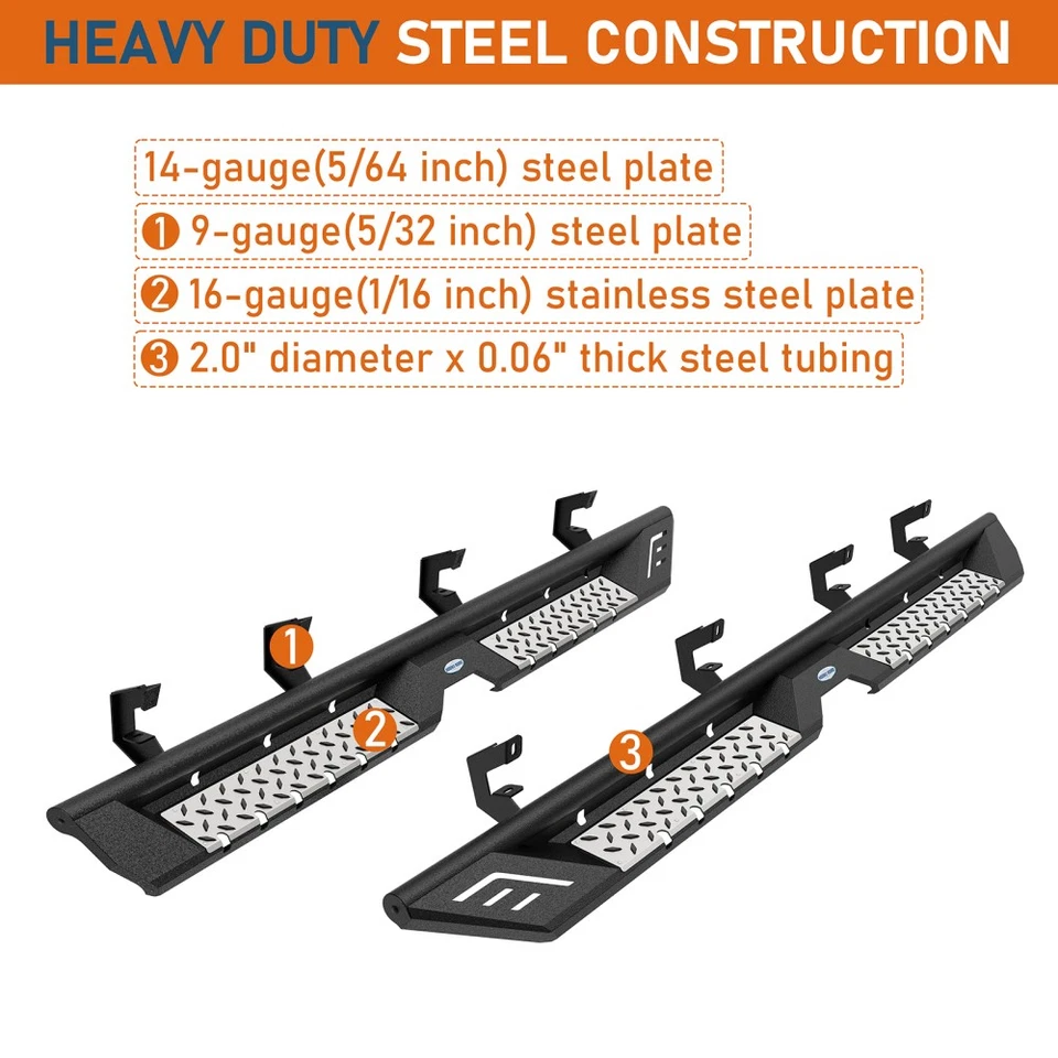 Barras de paso para barra de correr aptas para Chevy Silverado/GMC Sierra 1500 2500HD 3500HD 07-19 Foto 3 de 4