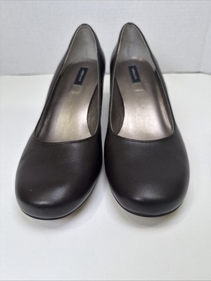 Array Flatter Leather Pumps Dark Brown Size 8 M Womens Y2K Round Toe Baby