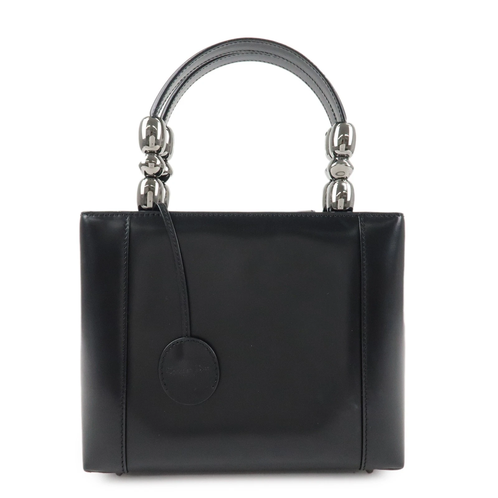 Authentique sac à main Christian Dior cuir émaillé maris perle noir occasion F/S