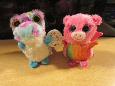 **LOOK** Schönes Paar Original MINI MOTSU Plüschtiere Rosa Rosa Rosa Drache & Zeb (Neu)