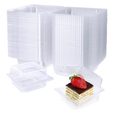 100 Pack Clear Plastic Square Hinged Food Container,Disposable Plastic To Go ...