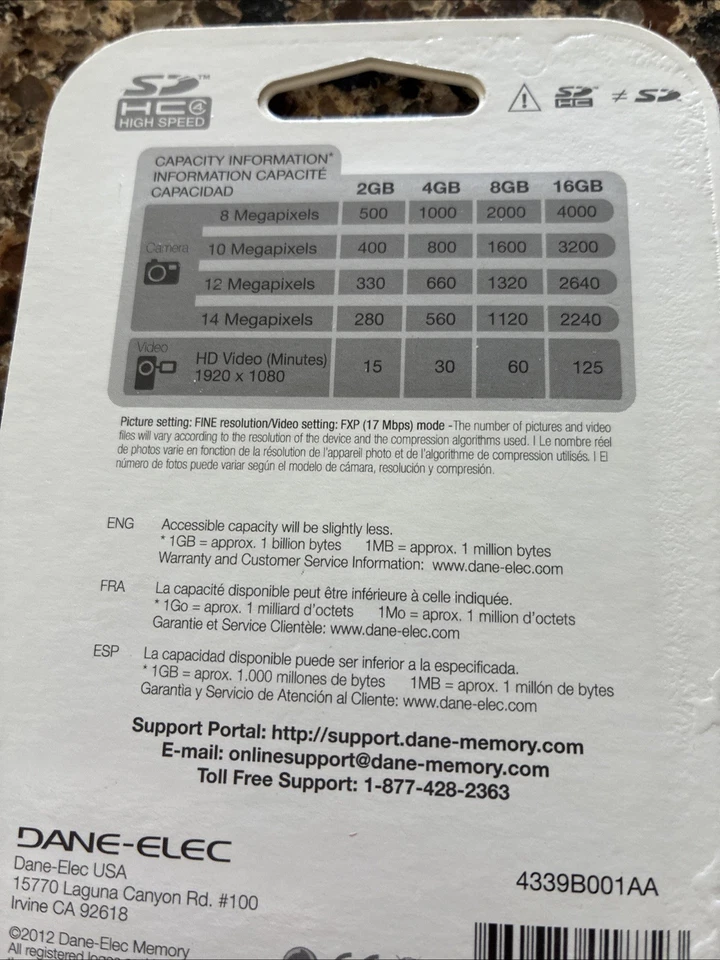 2 New Sealed Dane-Elec 4GB Class 4 SDHC Memory Cards Fast Shipping From PA - Image 2 of 3