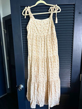 Madewell Floral Smocked Tie Shoulder Tiered Maxi Dress M Cottagecore Boho