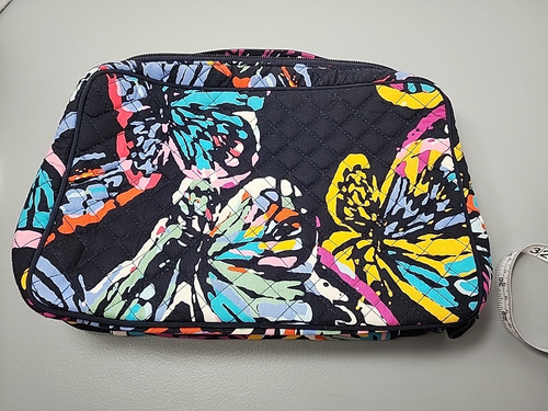 Vera Bradley Butterfly Flutter Large Quilted Make-up Toiletry Travel Bag  - Picture 3 of 5