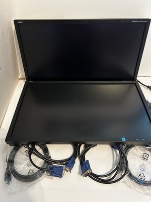 LOT OF 2 NEC MultiSync EA224WMi-BK 22'' LCD Monitor HDMI VGA DVI DisplayPort USB