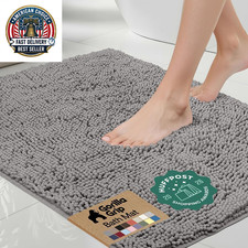 GORILLA GRIP Bath Rug Mat, Thick Soft Absorbent Chenille, Quick Dry Microfiber M