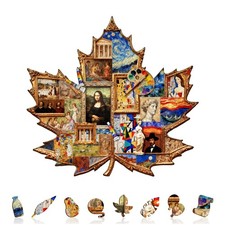 Wooden Puzzles For Adults Artisan Maple Leaf Unique Shape Jigsaw Colorful Art