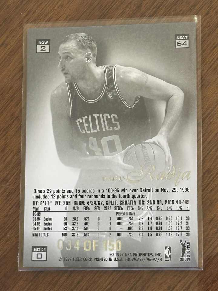 1996-97 Flair Showcase Dino Radja Legacy Collection Row 2 #64 Celtics Rare /150 - Image 2 of 2