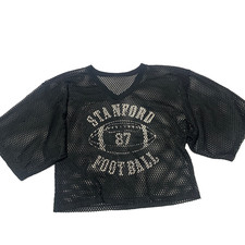 Vintage 1987 Stanford  Football Jersey Black Mesh Cropped  #63 size S/M