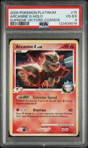 2009 POKEMON PLATINUM SUPREME VICTORS COSMOS #15 ARCANINE G-HOLO PSA 4