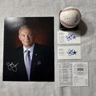 Jerry Jones Autograph Lot-1 8x10 Photo, 2 Business Cards & 1 Rawlings Baseball