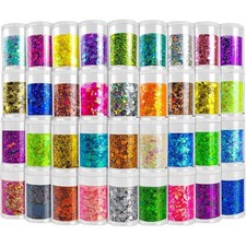 Multicolored Chunky and Fine Glitter Mix with Sequins Cosmetic Glitter for Nails