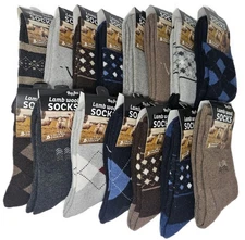 Men’s Lamb Wool Crew Socks Warm Winter Soft Wool Blend Size 10-13, 15 Pack