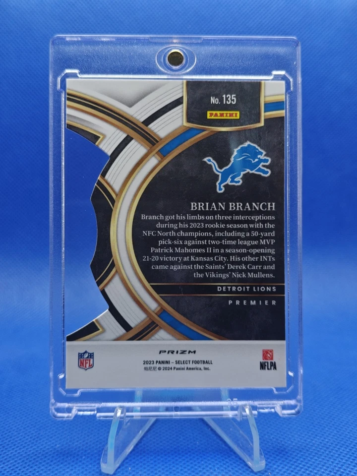 🔵 2023 Panini Select BRIAN BRANCH Zebra Premier Level Prizm Die-Cut SSP RC #135 - Image 2 of 2
