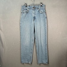 Vintage Levis 550 Student Relaxed Fit Light Wash Denim Jeans Distressed Hem