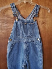 Key Overalls Bibs Youth 10 Medium Wash Blue Denim Workwear Pants Boys Y2K, EUC