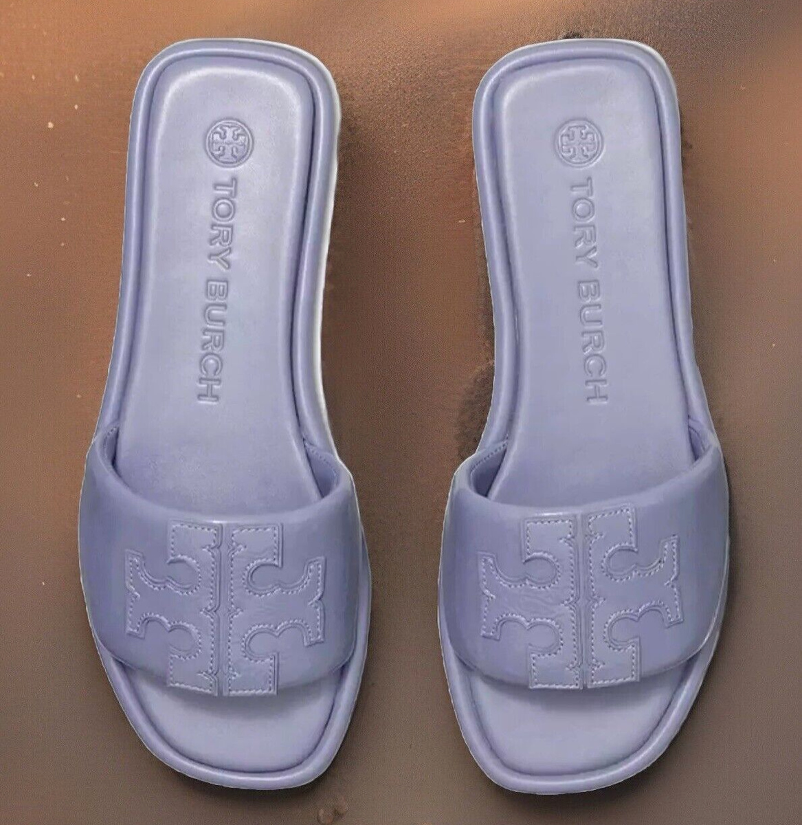 TORY BURCH DOUBLE T SPORT SLIDE SANDAL PATENT LEATHER SPRING LOTUS