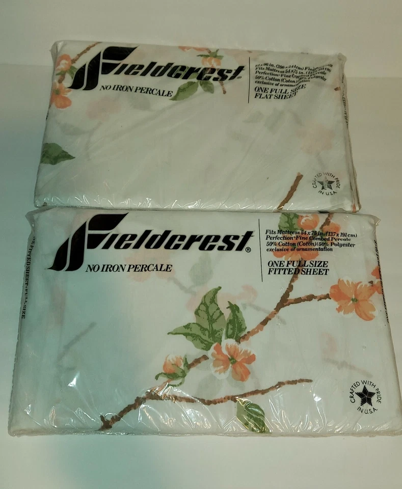 FIELDCREST Perfection Twin Size Fitted & Flat Sheet  Pillow Cases Floral VINTAGE - Image 4 of 4