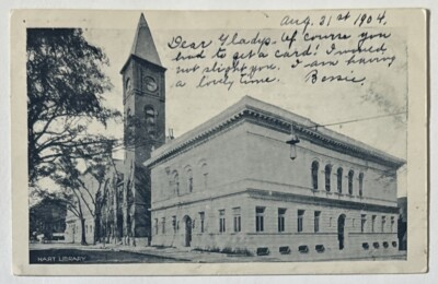 #ad Hart Library Troy NY New York Posted 1903 Antique Postcard $12.99