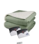 Pure Warmth Velour Sherpa Electric Heated Warming Blanket King Sage Green