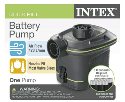 New Intex Quick Fill Battery Air Pump Indoor Outdoor Inflates  Deflates