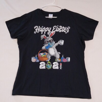HAPPY EASTER 2021 Dabbing Rabbit XL Women Flattering Fitted Ring Spun T-Shirt