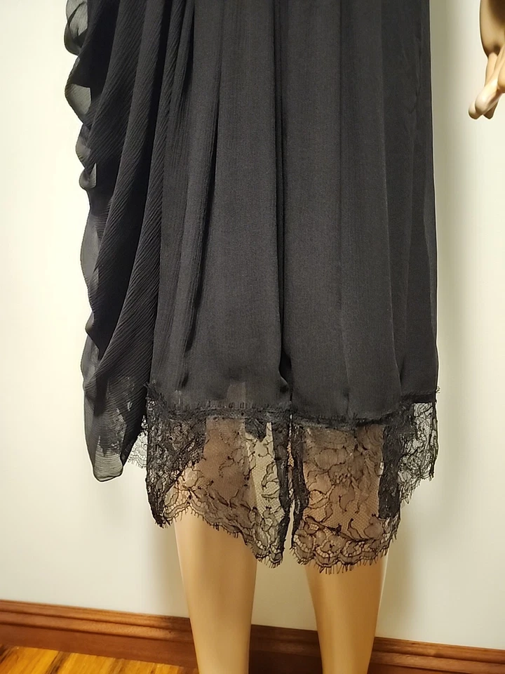 Vtg Oscar De La Renta Black Silk Strapless Cocktail Dress Size 10 - Image 2 of 4