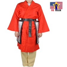 Chinese Warrior Heroine Hua Mulan Movie Girl Costume Halloween Cosplay Red Dress