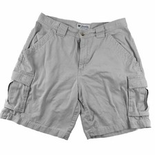VTG Columbia Cargo Shorts Men 31 Cream Tan Cotton 9 Inseam Hiking Tag 34