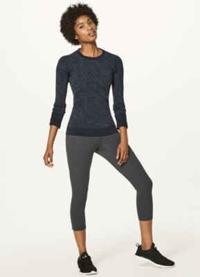 Lululemon Rest Less Pullover Size 8 Black Dark Cast BLK/DKCS 58448