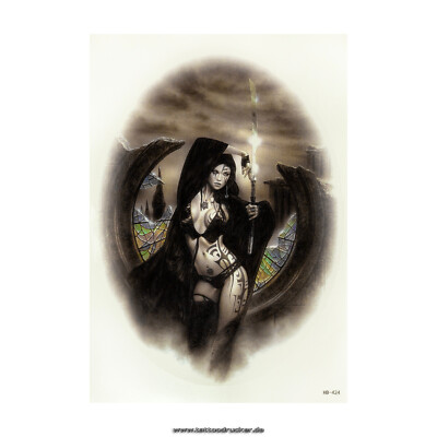 2 x XL Kriegerin Tattoo - Motiv in Farbe - Temporary Body Tattoo - HB424 (2)