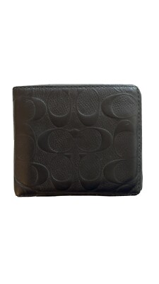 COACH Logo Signature Bifold Wallet Purse Leather Black India