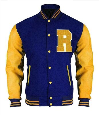 MEN'S RIVERDALE ARCHIE ANDREWS R LOGO JACKET WOOL BOMBER LETTERMAN VARSITY  STYLE