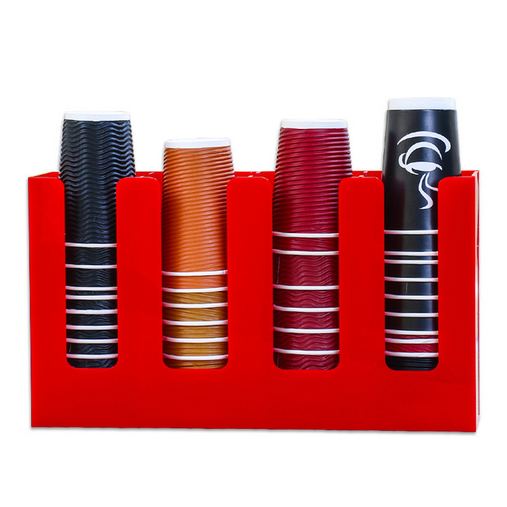 Plastic Coffee Paper Cup Lid Holder Dispenser Organizer for Shop Red 2