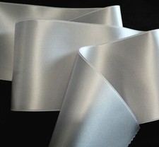 4" WIDE SWISS DOUBLE FACE SATIN RIBBON- SILVER- BY THE YARD