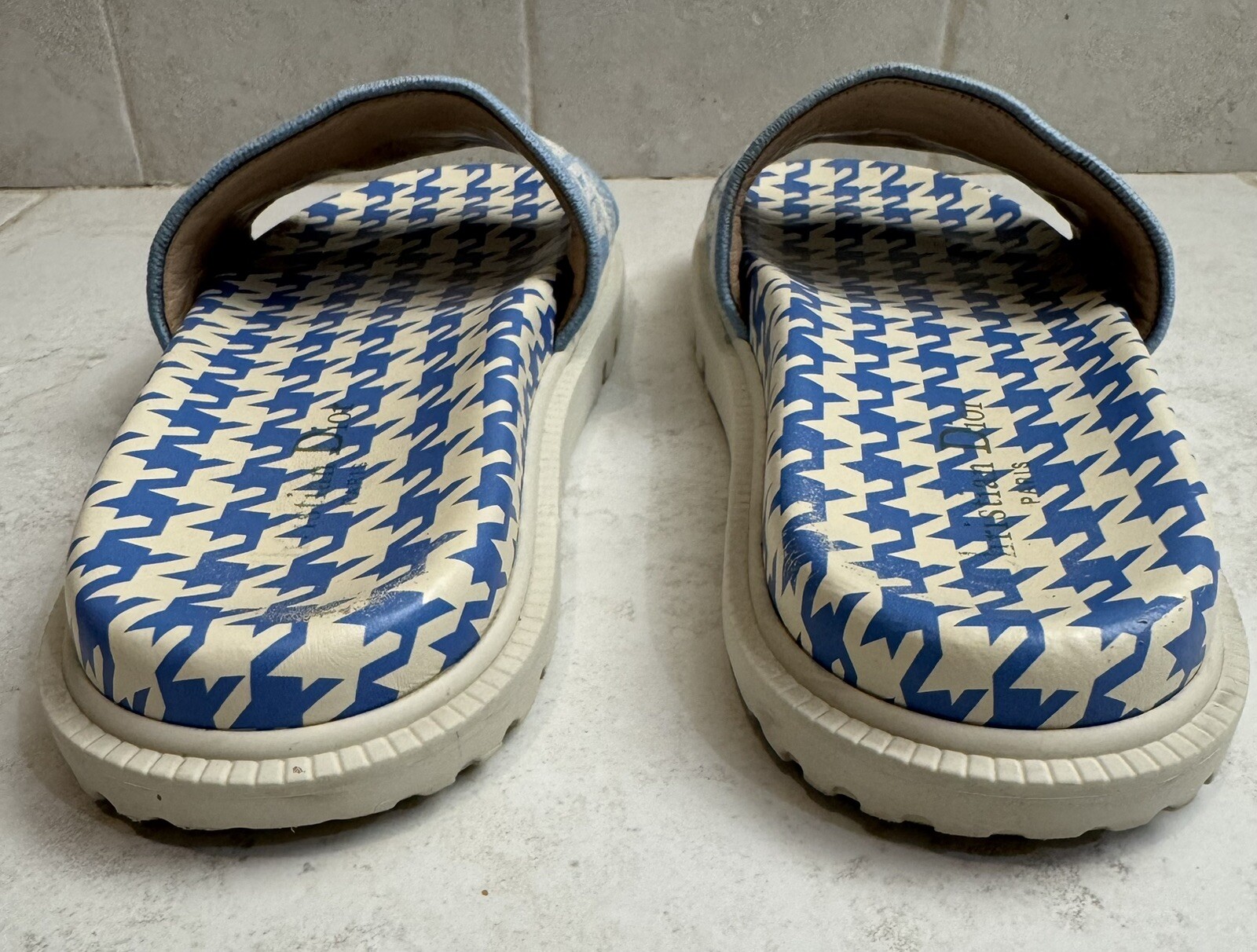 Women's Christian Dior Paris Cornflower Dway Embroidered Slides Sandals Size 37 image 6