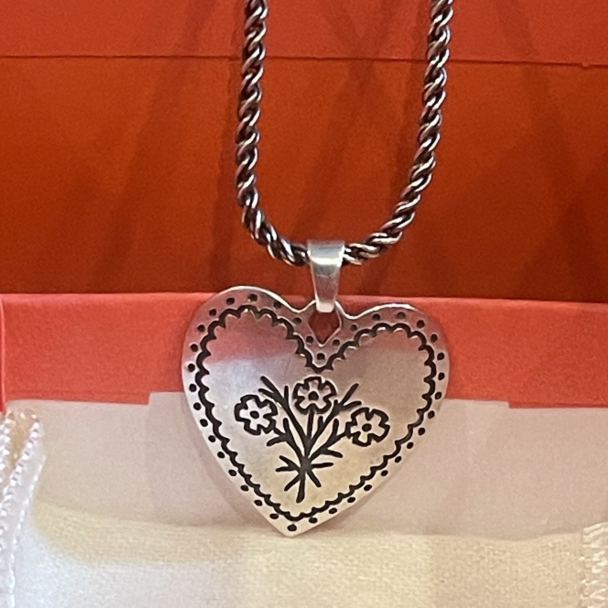 James Avery Retired Bluebonnet Heart Pendant On A S Silver Rope