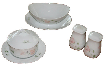 Retired SANGO Sculpture Rose Fine China Sugar Bowl with Lid