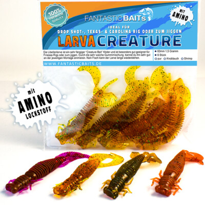 6x Kunstköder Larve Aroma Barsch Forelle Trout Köder Angeln Gummiköder Softbait