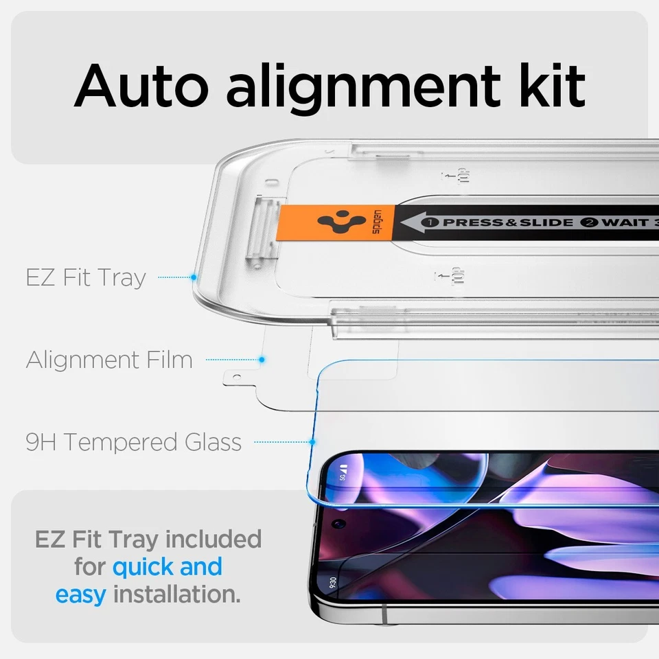 For Pixel 9 Pro XL / 9 Pro / 9 | Spigen Glas.tR EZ Fit 2 Pack Screen Protector - Image 3 of 4